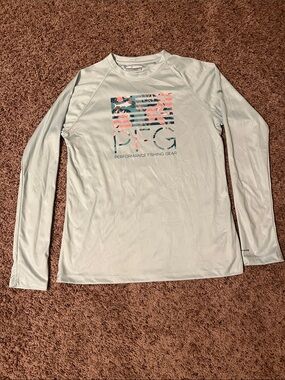 Columbia Light Mint Green Performance Fishing Long Sleeve Shirt